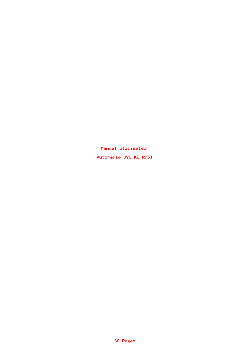 Page 1 de la notice Manuel utilisateur JVC KD-R751