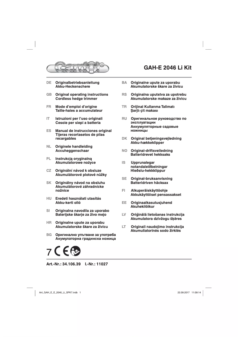Page 1 of the manual User Manual Gardol GAH-E 2046 Li Kit