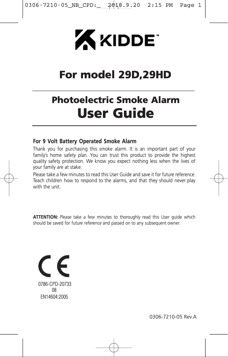 Página 1 del manual Manual de usuario Kidde 29D