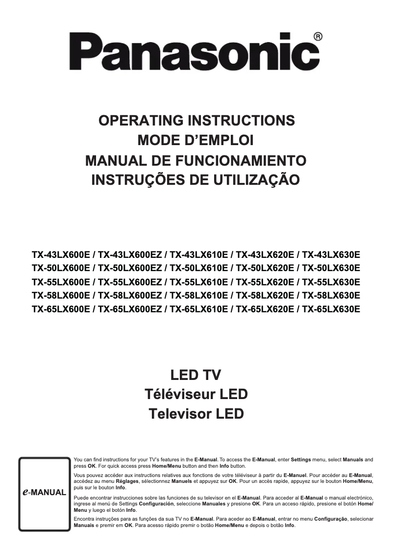 Page 1 de la notice Manuel utilisateur Panasonic Viera TX-65LX600E