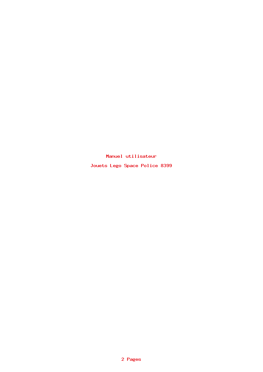 Page 1 de la notice Manuel utilisateur Lego Space Police 8399