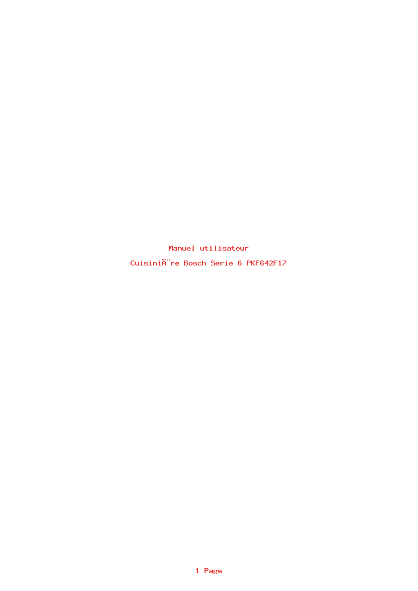 Page 1 de la notice Manuel utilisateur Bosch Serie 6 PKF642F17