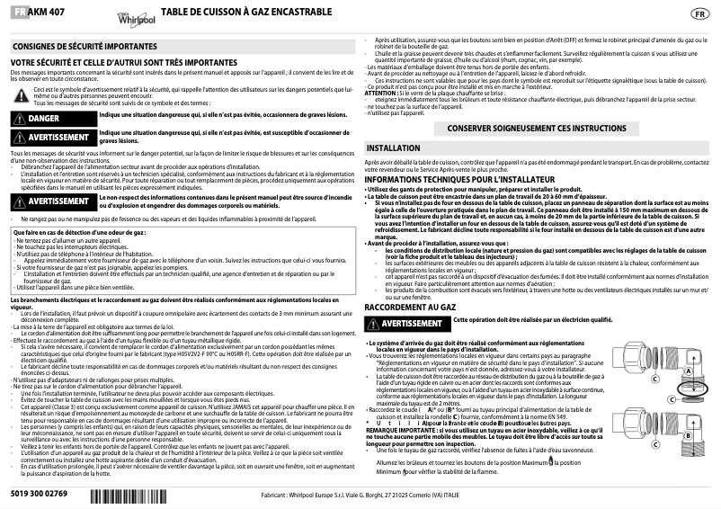 Página 1 del manual Manual de usuario Whirlpool AKT 2000/MR