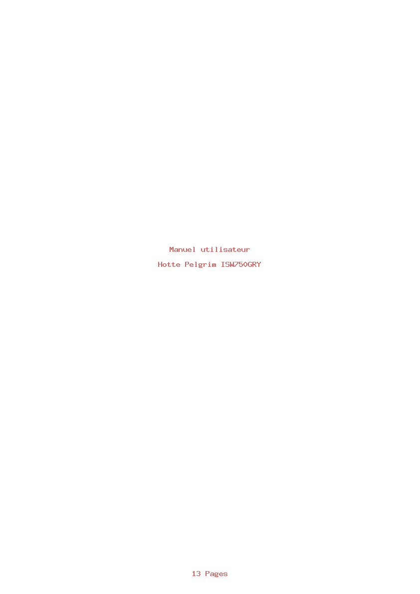 Page 1 de la notice Manuel utilisateur Pelgrim ISW750GRY