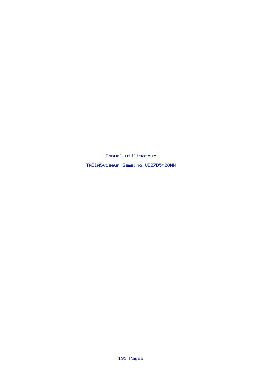 Page 1 de la notice Manuel utilisateur Samsung UE27D5020NW
