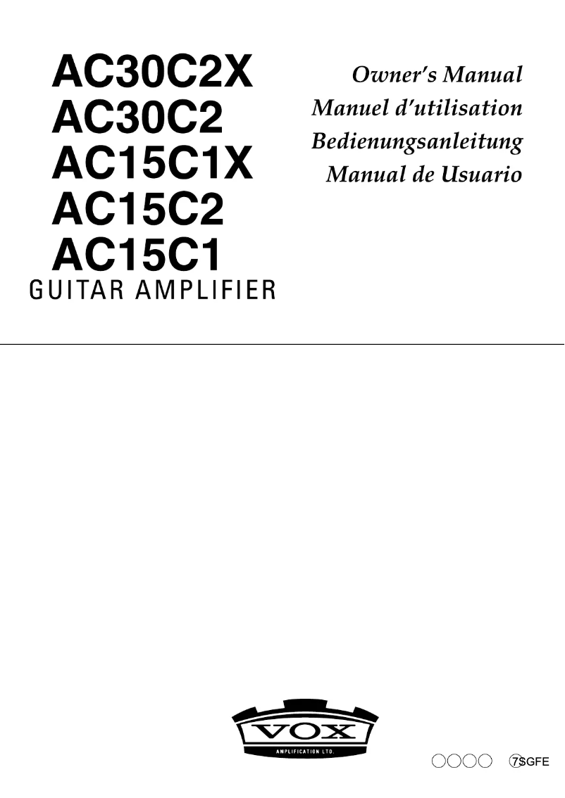 Page 1 de la notice Manuel utilisateur VOX AC15C2