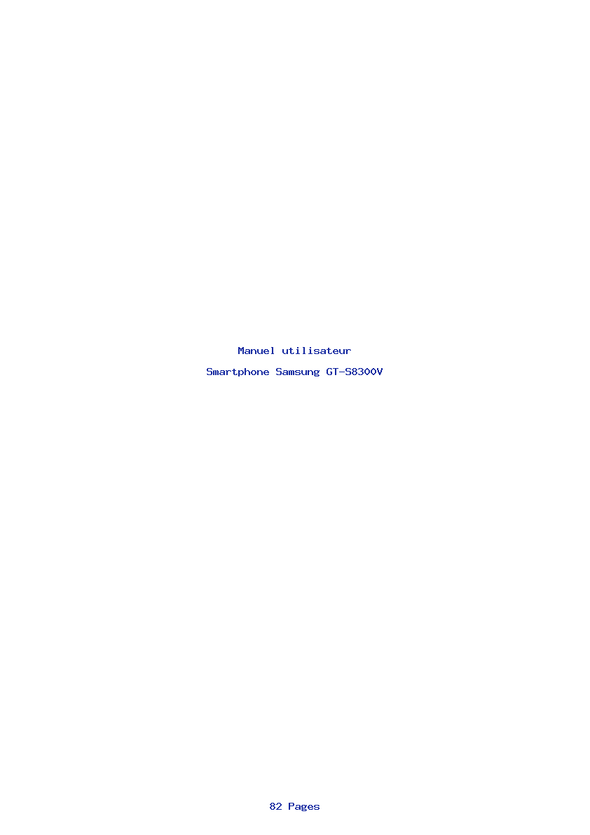 Page 1 de la notice Manuel utilisateur Samsung GT-S8300V