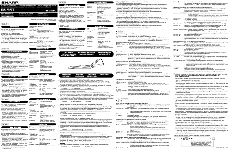 Page 1 of the manual User Manual Sharp EL-2125C