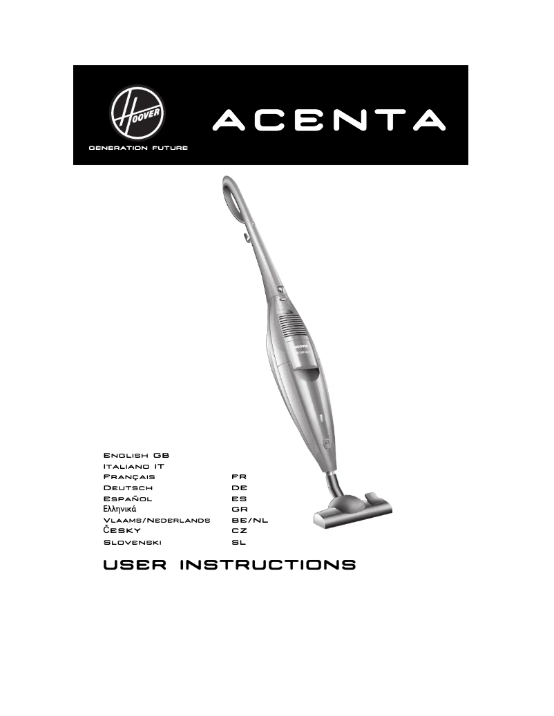 Page 1 de la notice Manuel utilisateur Hoover Acenta