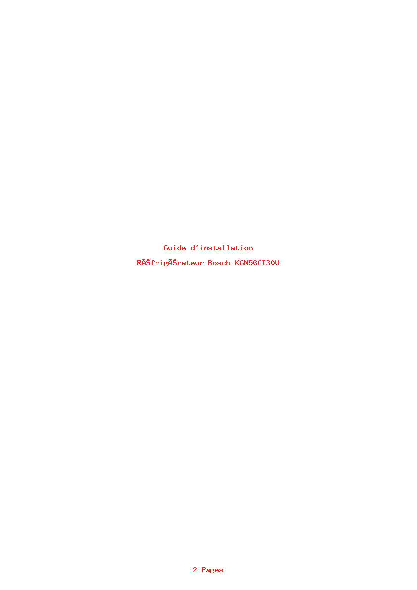 Page 1 de la notice Guide d'installation Bosch KGN56CI30U