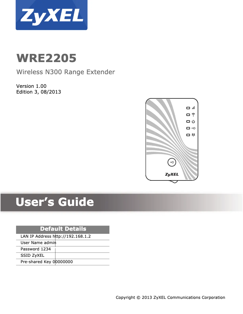 Page 1 de la notice Manuel utilisateur ZyXEL WRE2205 V2