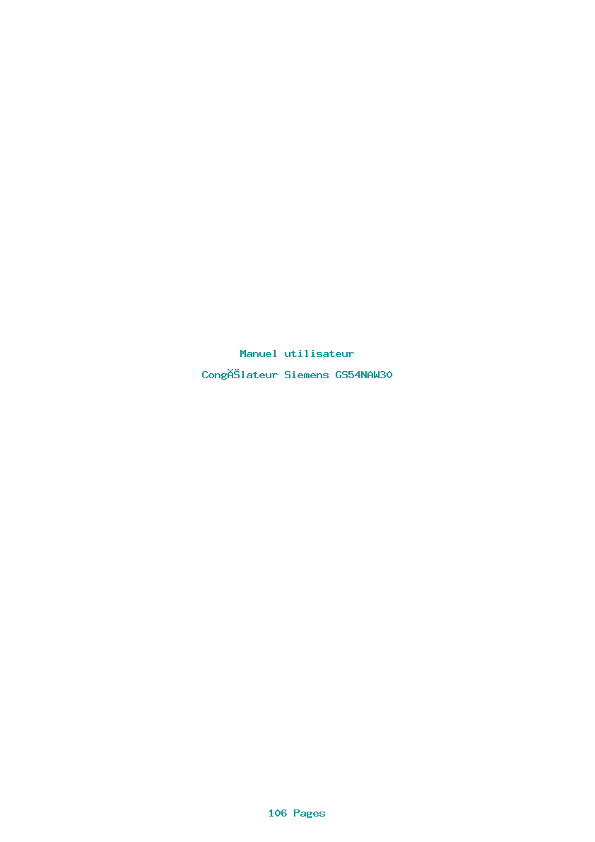 Page 1 de la notice Manuel utilisateur Siemens GS54NAW30