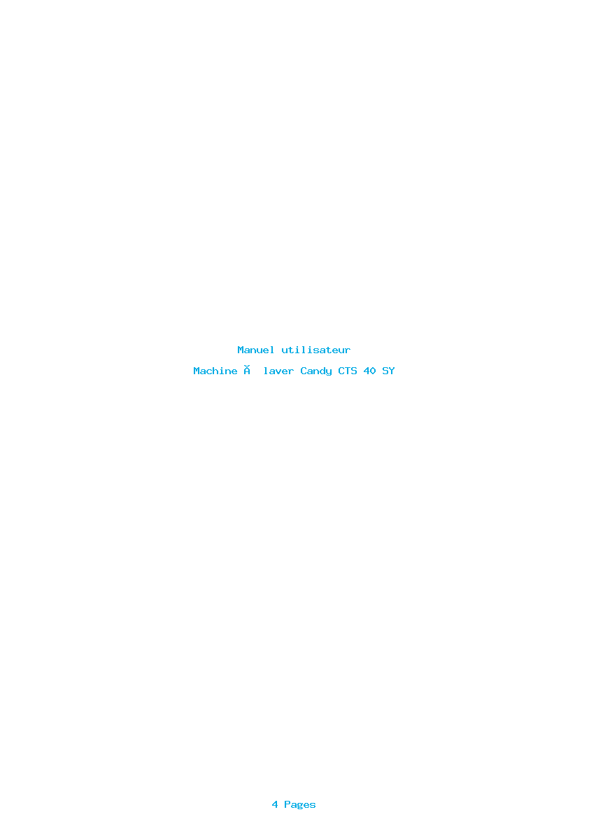 Page 1 de la notice Manuel utilisateur Candy CTS 40 SY