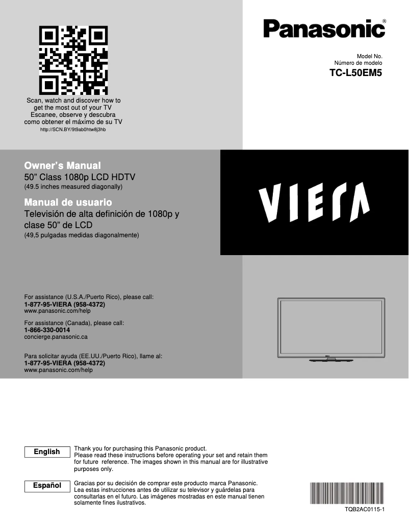 Page 1 of the manual User Manual Panasonic Viera TC-L50EM5