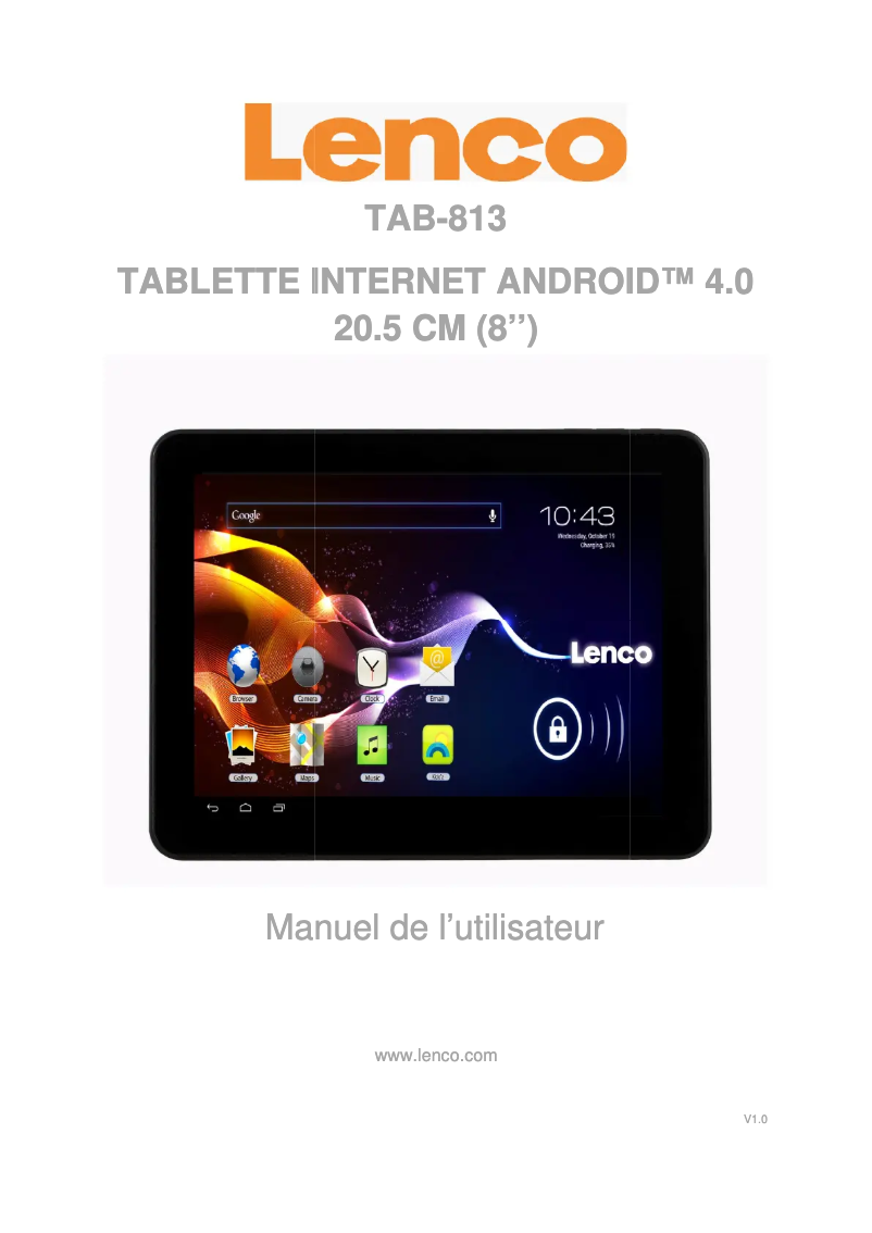 Page 1 of the manual User Manual Lenco TAB-813