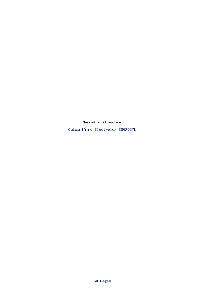 Page 1 de la notice Manuel utilisateur Electrolux EGG7537W