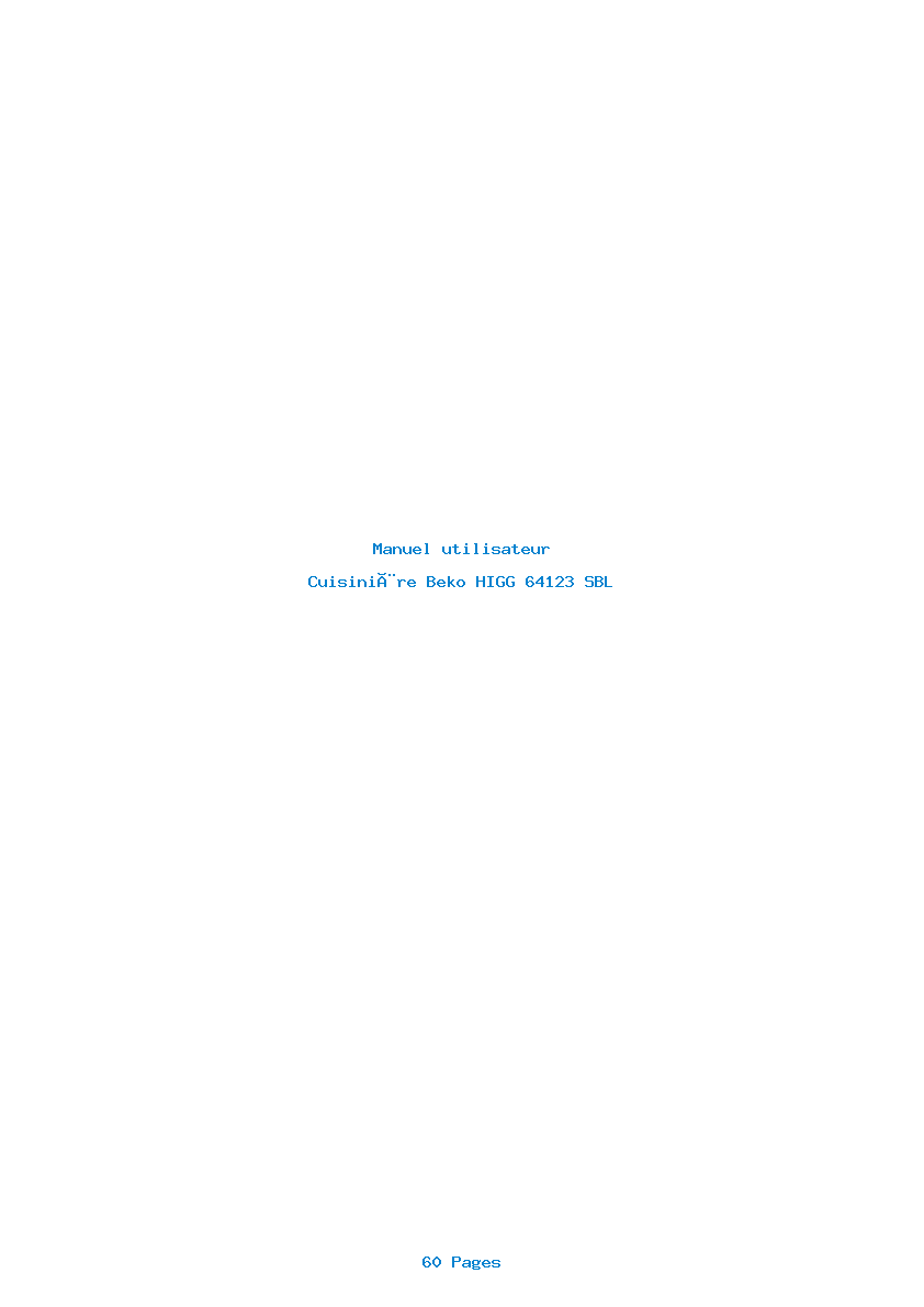 Page 1 de la notice Manuel utilisateur Beko HIGG 64123 SBL