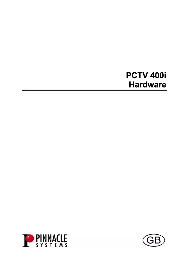 Page 1 de la notice Manuel utilisateur Pinnacle PCTV 400i