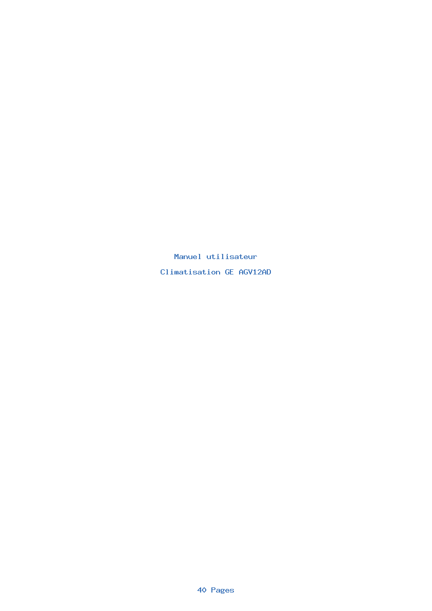 Page 1 de la notice Manuel utilisateur GE AGV12AD