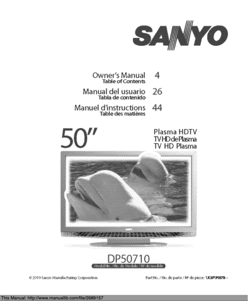 Page 1 of the manual User Manual Sanyo DP50710