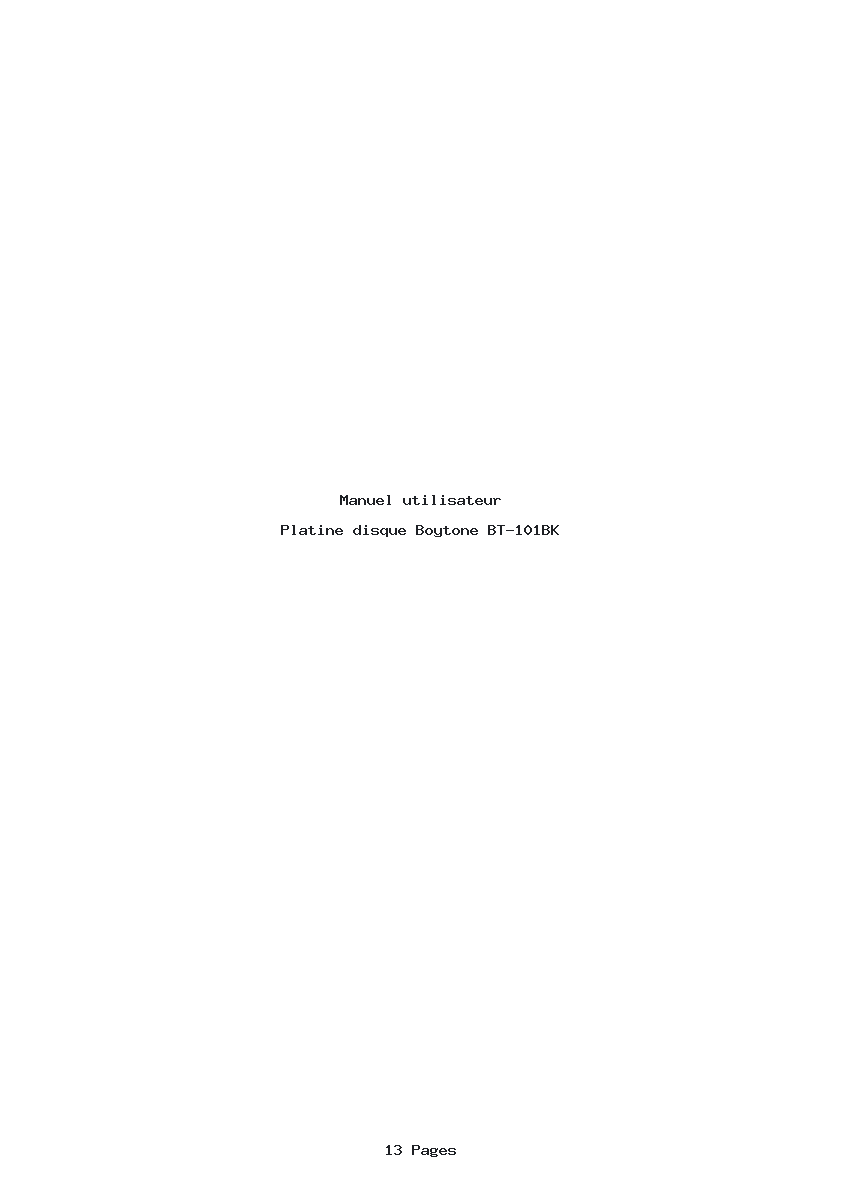 Page 1 de la notice Manuel utilisateur Boytone BT-101BK