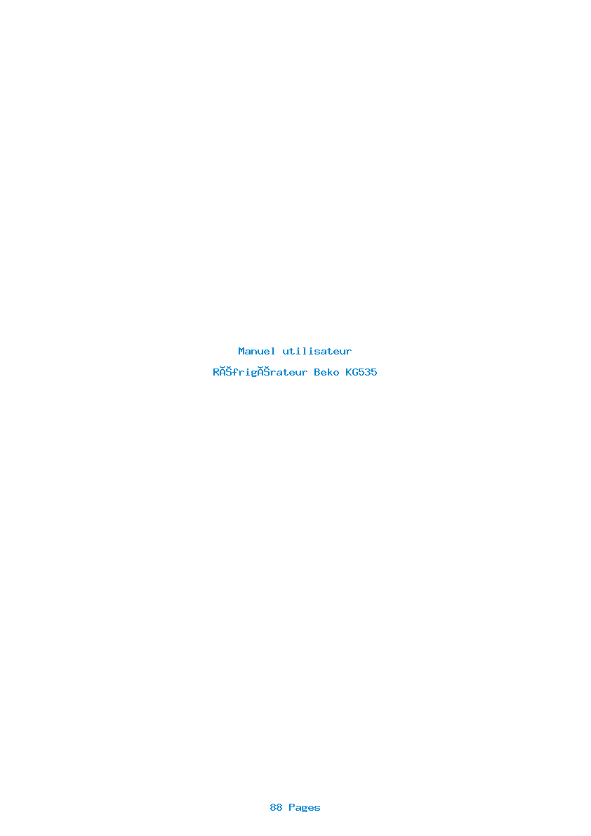 Page 1 de la notice Manuel utilisateur Beko KG535