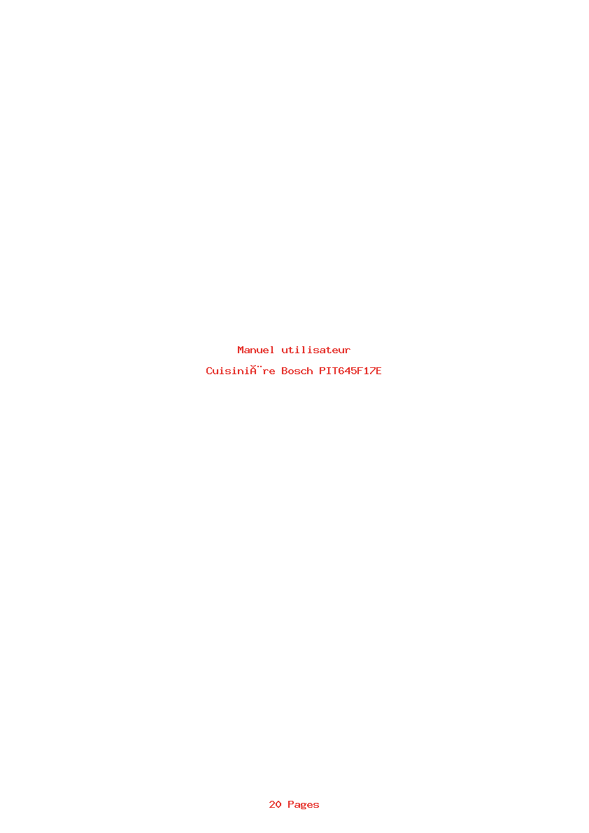Page 1 de la notice Manuel utilisateur Bosch PIT645F17E