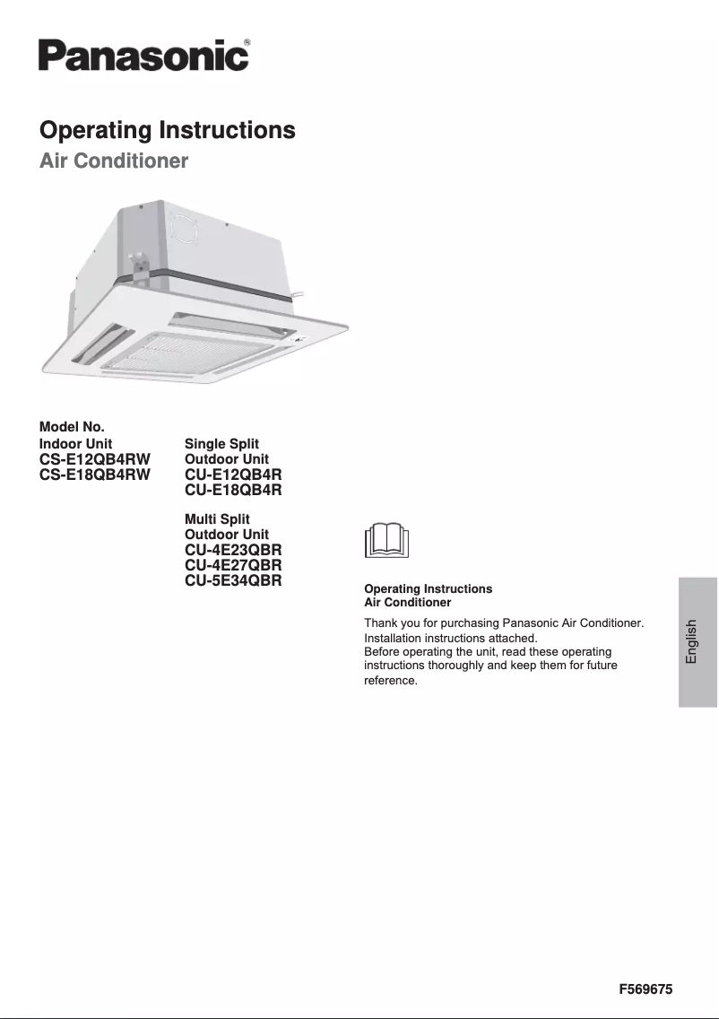 Página 1 del manual Manual de usuario Panasonic CU-E12QB4R