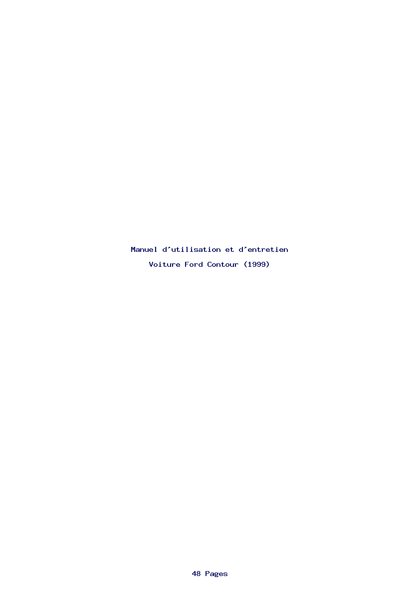 Page 1 de la notice Manuel d'utilisation et d'entretien Ford Contour (1999)