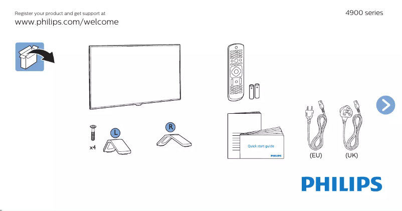 Página 1 del manual Guía de inicio rápido Philips 43PUK4900