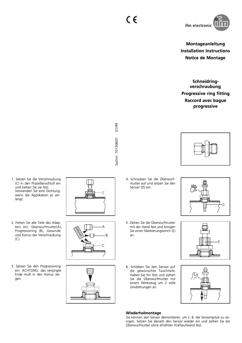 Page 1 de la notice Manuel utilisateur IFM E30016