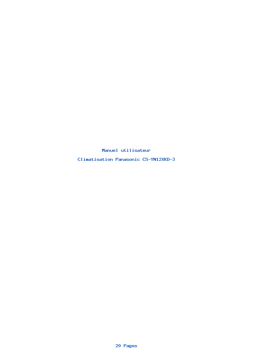 Page 1 de la notice Manuel utilisateur Panasonic CS-YN12XKD-3