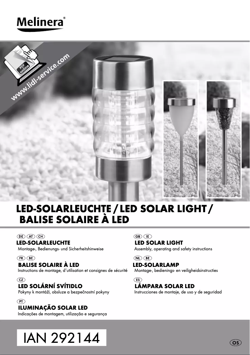 Page 1 de la notice Manuel utilisateur Melinera IAN 292144