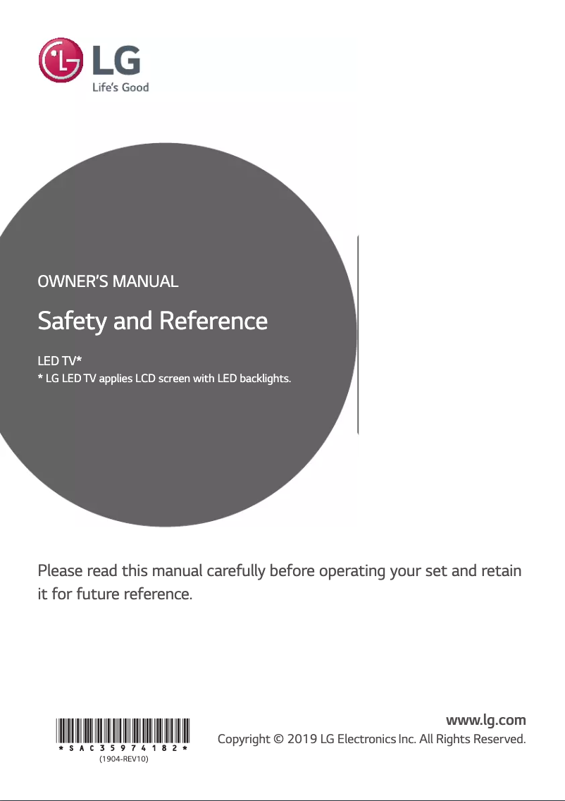 Page 1 de la notice Manuel utilisateur LG 49LV661H