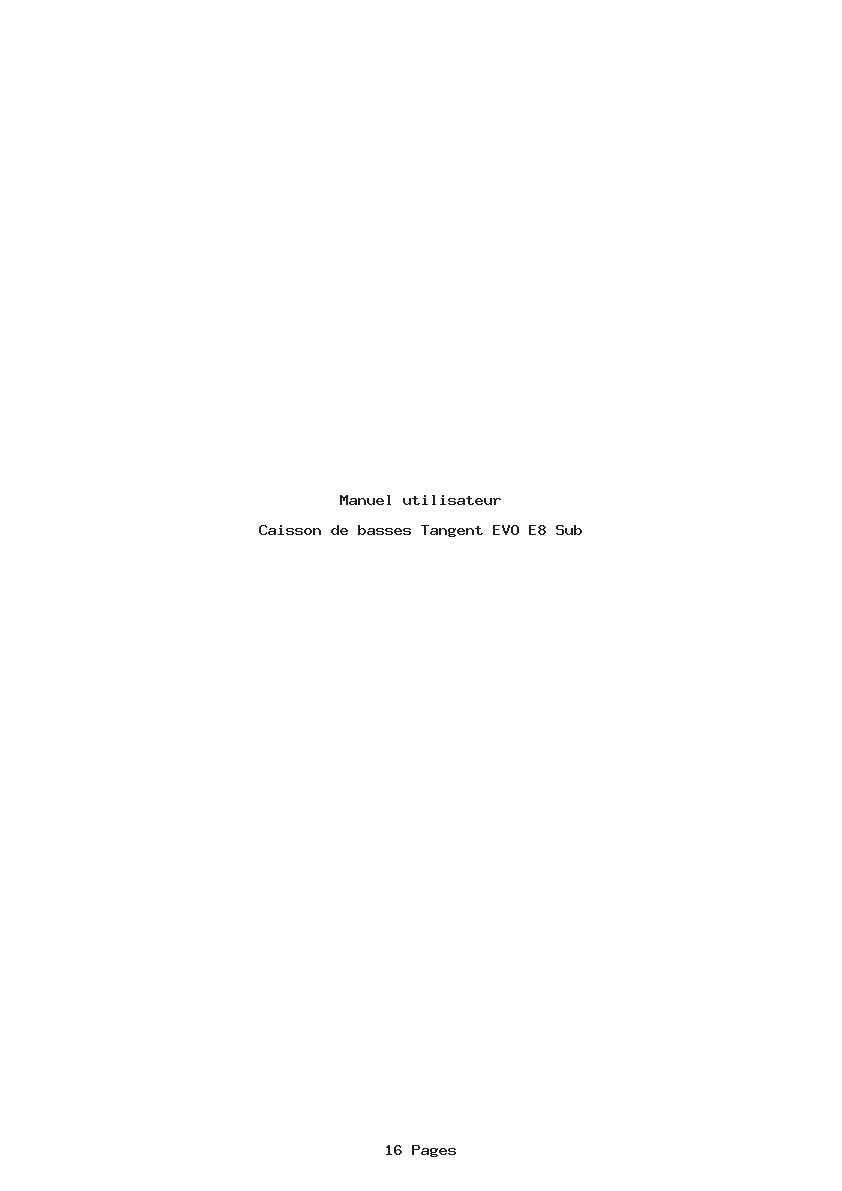 Page 1 de la notice Manuel utilisateur Tangent EVO E8 Sub