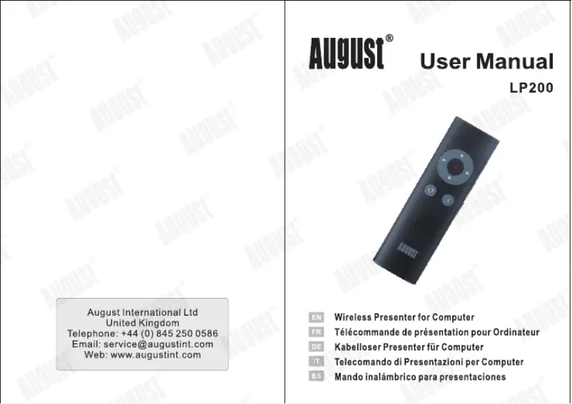 Page 1 de la notice Manuel utilisateur August LP200B