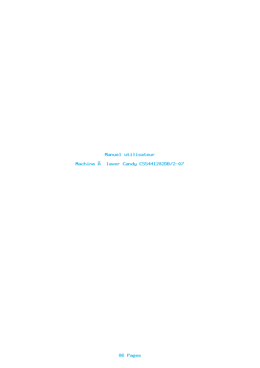 Page 1 de la notice Manuel utilisateur Candy CSS441282DB/2-07