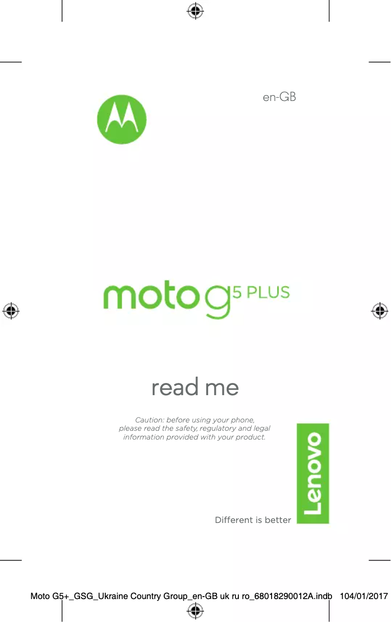 Page 1 de la notice Manuel utilisateur Motorola Moto G5 Plus