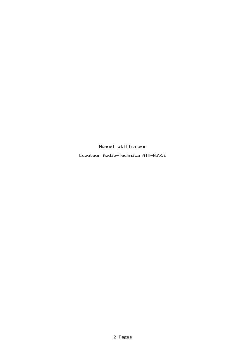 Page 1 de la notice Manuel utilisateur Audio-Technica ATH-WS55i