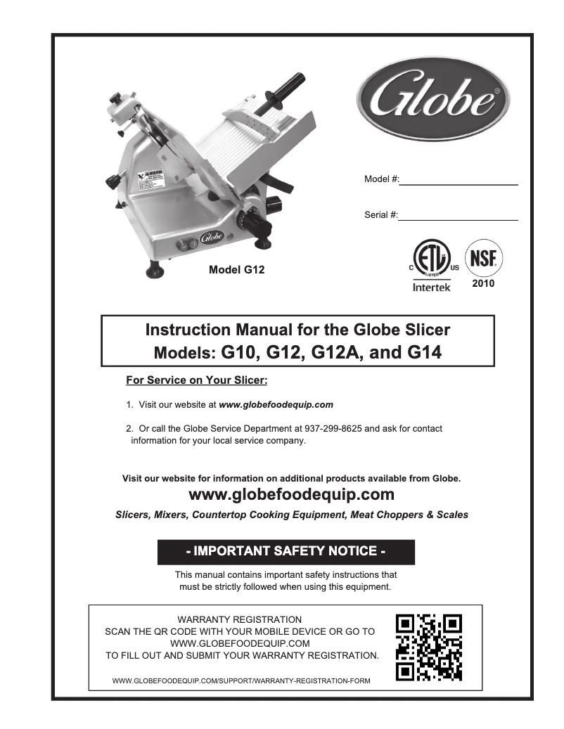 Page 1 de la notice Manuel utilisateur Globe G12A