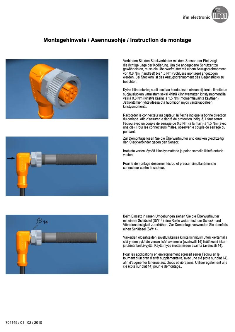 Page 1 de la notice Manuel utilisateur IFM EVM042