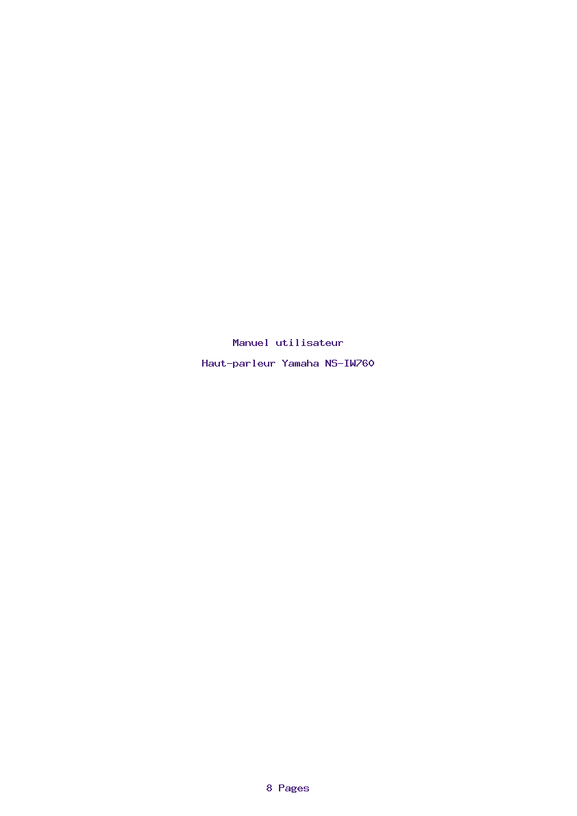 Page 1 de la notice Manuel utilisateur Yamaha NS-IW760