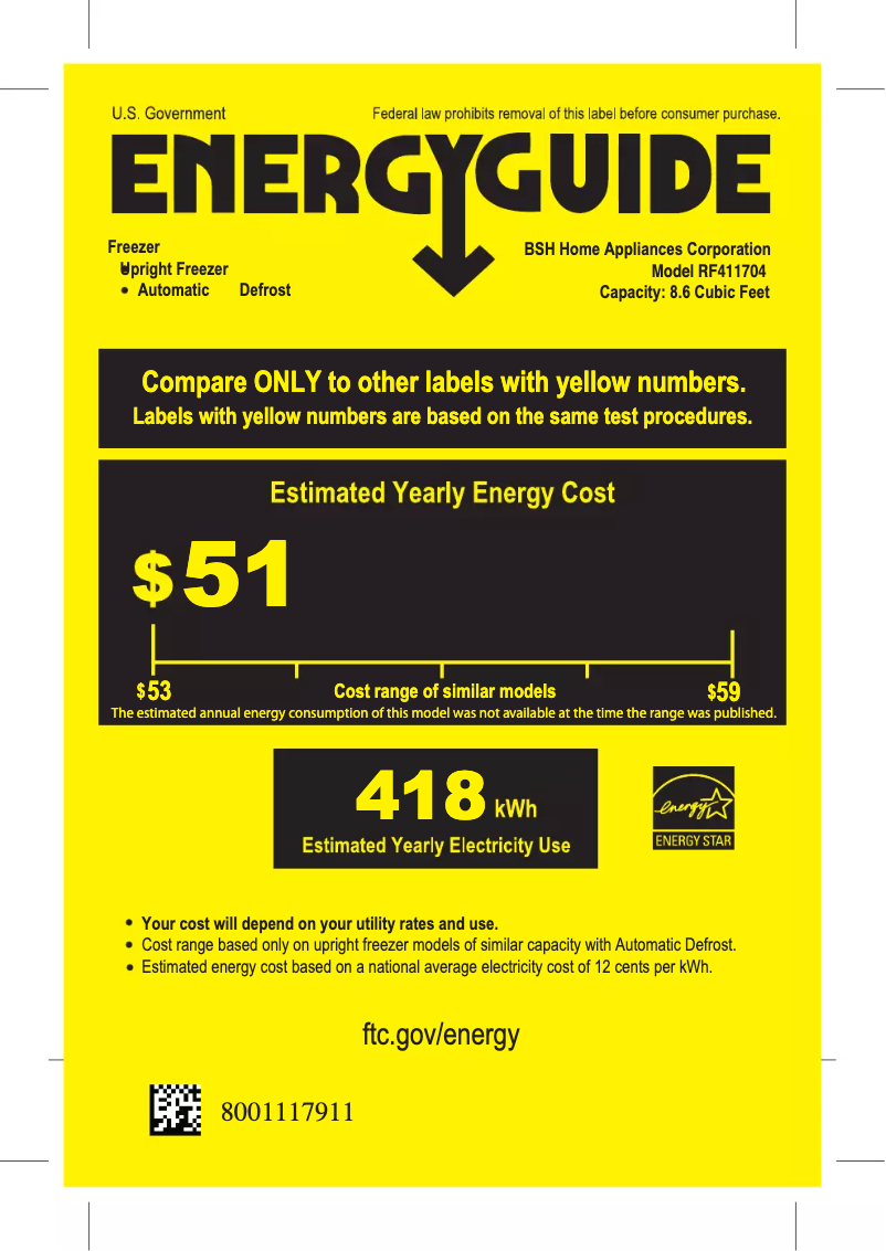 Page 1 of the manual Energy Label Gaggenau RF411704