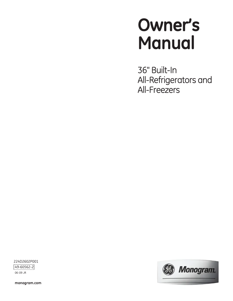 Página 1 del manual Manual de uso y mantenimiento GE ZIF360NXRH