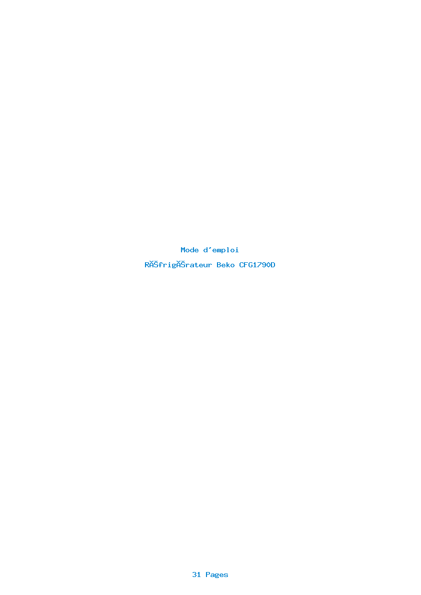 Page 1 de la notice Mode d'emploi Beko CFG1790D