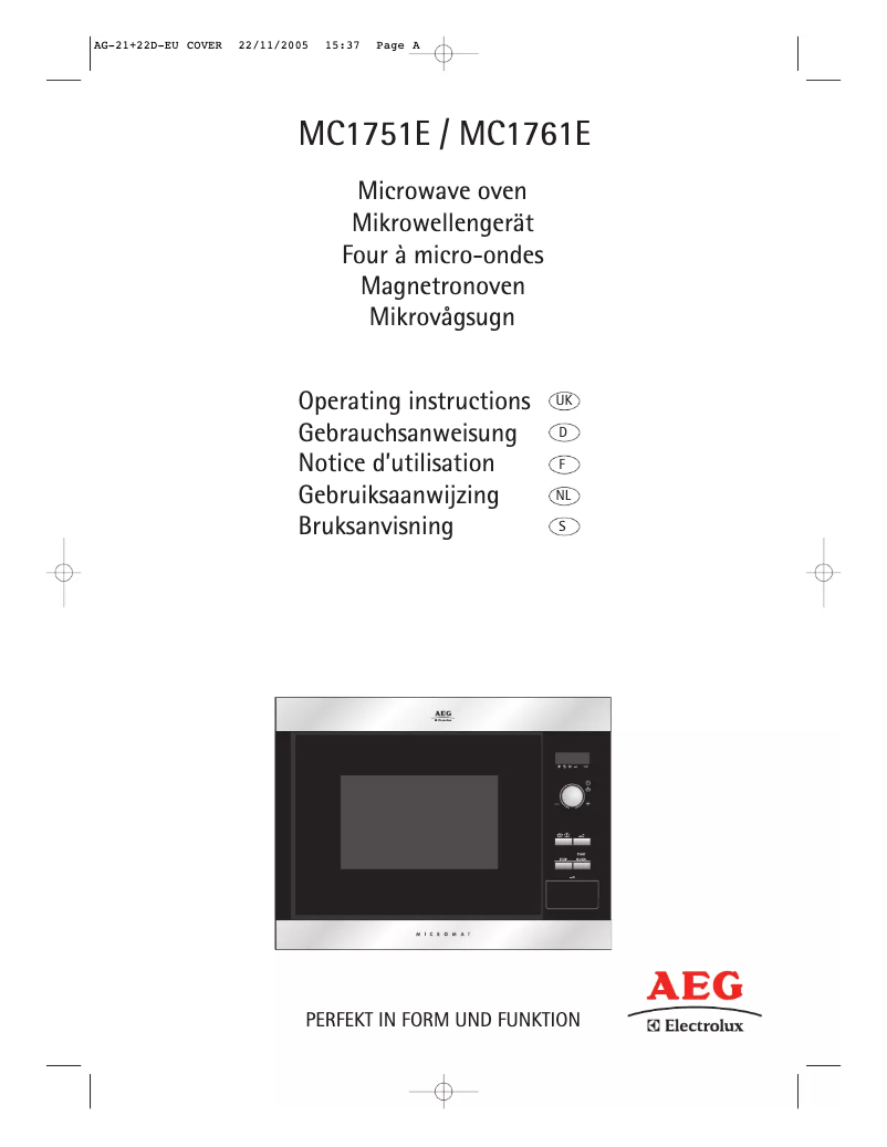 Page 1 de la notice Manuel utilisateur AEG-Electrolux Micromat MC 1761 E-W