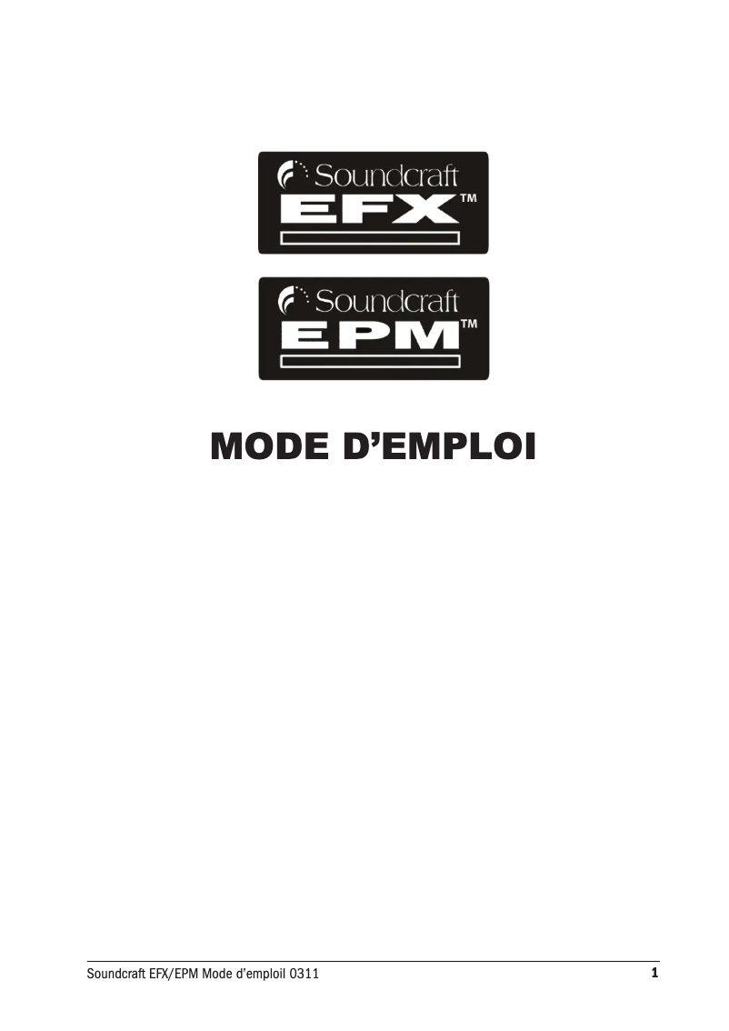 Page 1 de la notice Manuel utilisateur Soundcraft EPM 8