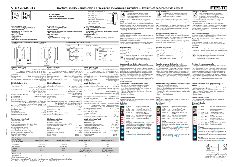 Page 1 de la notice Manuel utilisateur Festo SOE4-FO-D-HF2-1PU-K