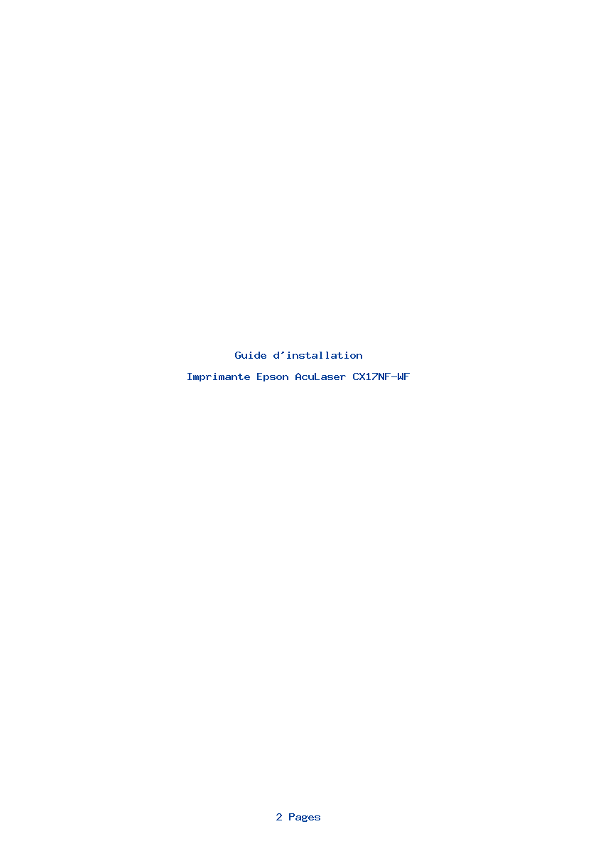 Page 1 de la notice Guide d'installation Epson AcuLaser CX17NF-WF