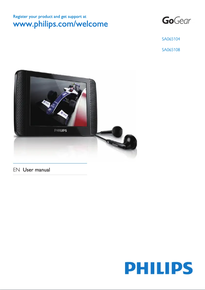 Page 1 de la notice Manuel utilisateur Philips GoGear SA065104S